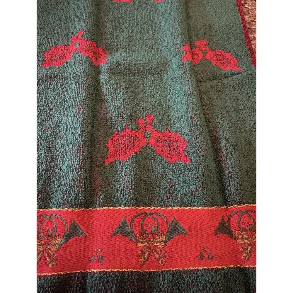 Vintage 80’s Christmas Hand Towel Set 2 Country Goose Holly Border Cannon Marten